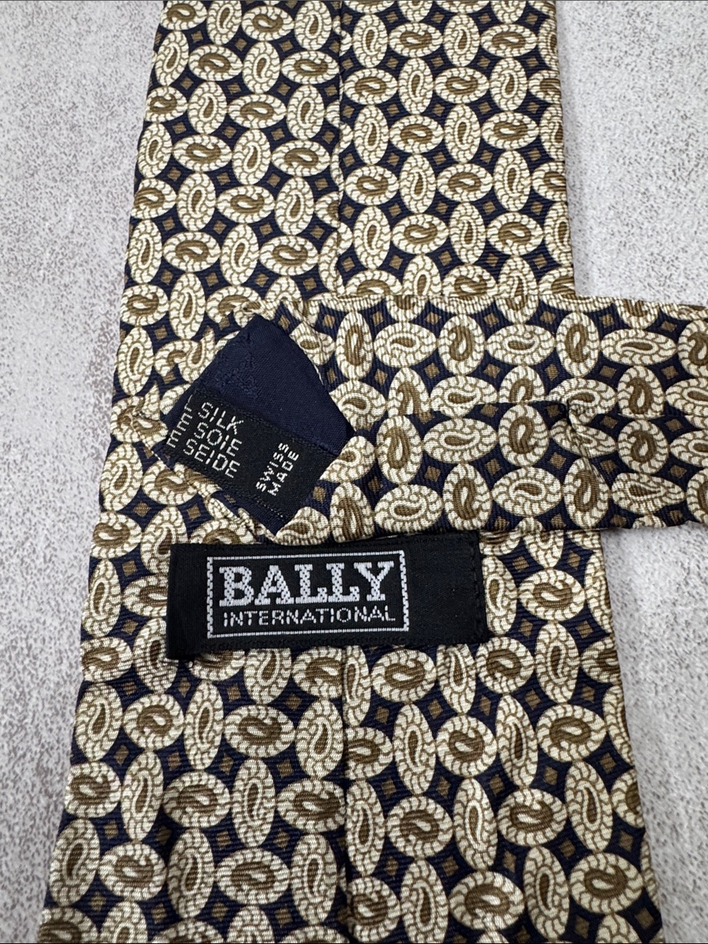 Bally Black Tie with Gold Medallion Pattern - Picture 3 of 4